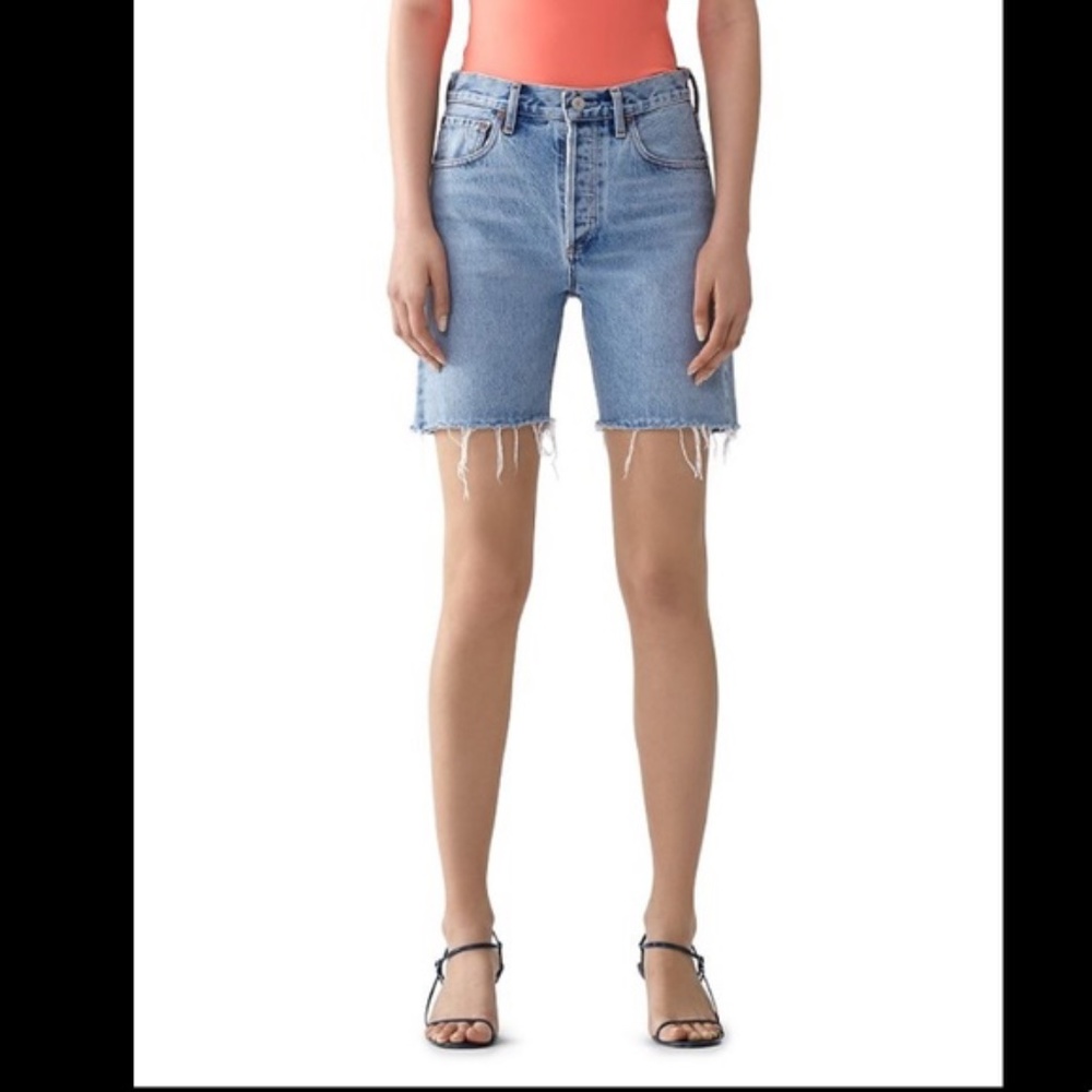HOLD Agolde high rise denim biker shorts